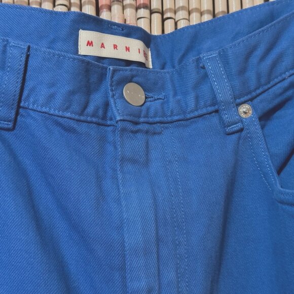 UNIQLO x MARNI 5-Pocket High Rise Baggy Denim Jeans, 100% Cotton, Cobalt Blue - Picture 8 of 15